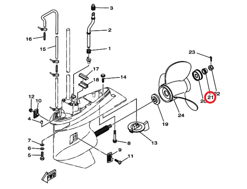 YAMAHA Propeller Bush FITS 70 to 115 HP 9038925M00 Propeller
